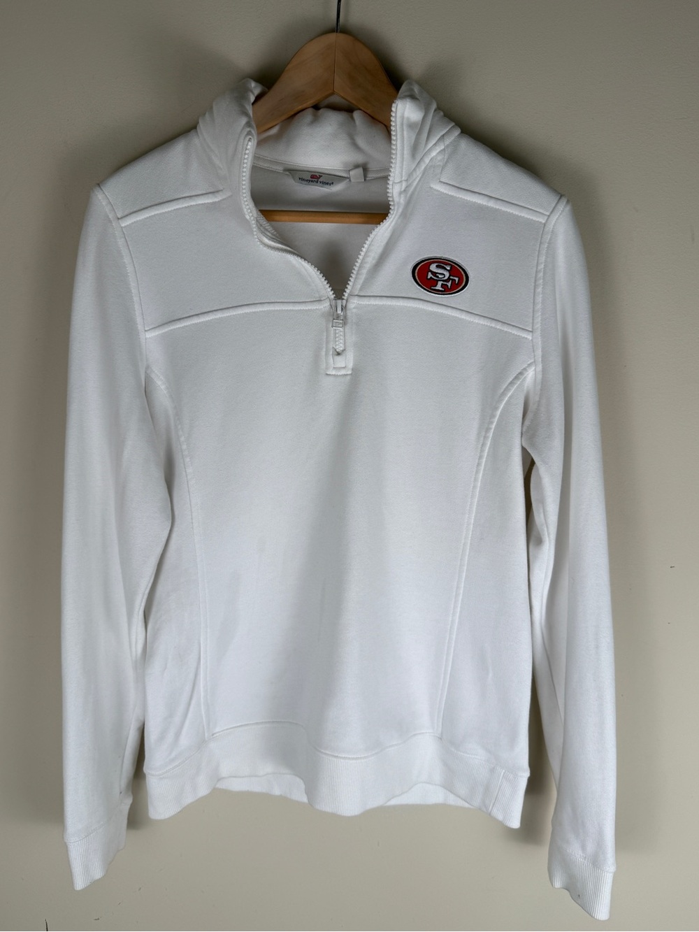 Vineyard Vines Women's San Francisco 49er's White 1/4 Zip Sweatshirt NFL EUC SM